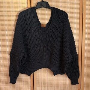 POL Black V-Neck Knit Sweater